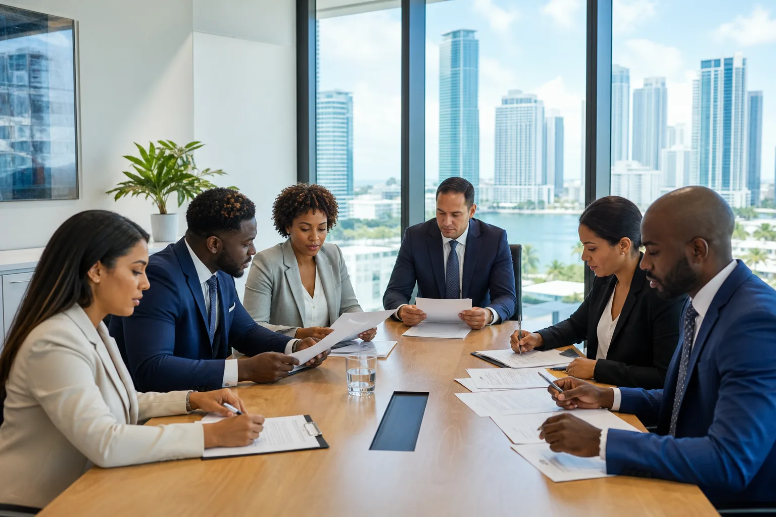 Haitian Creole translation services Miami — multicultural professionals in a modern Miami office