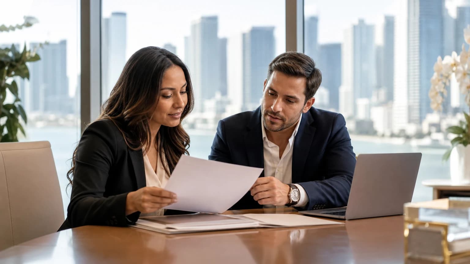 Real estate document translation review at a Miami title company closing