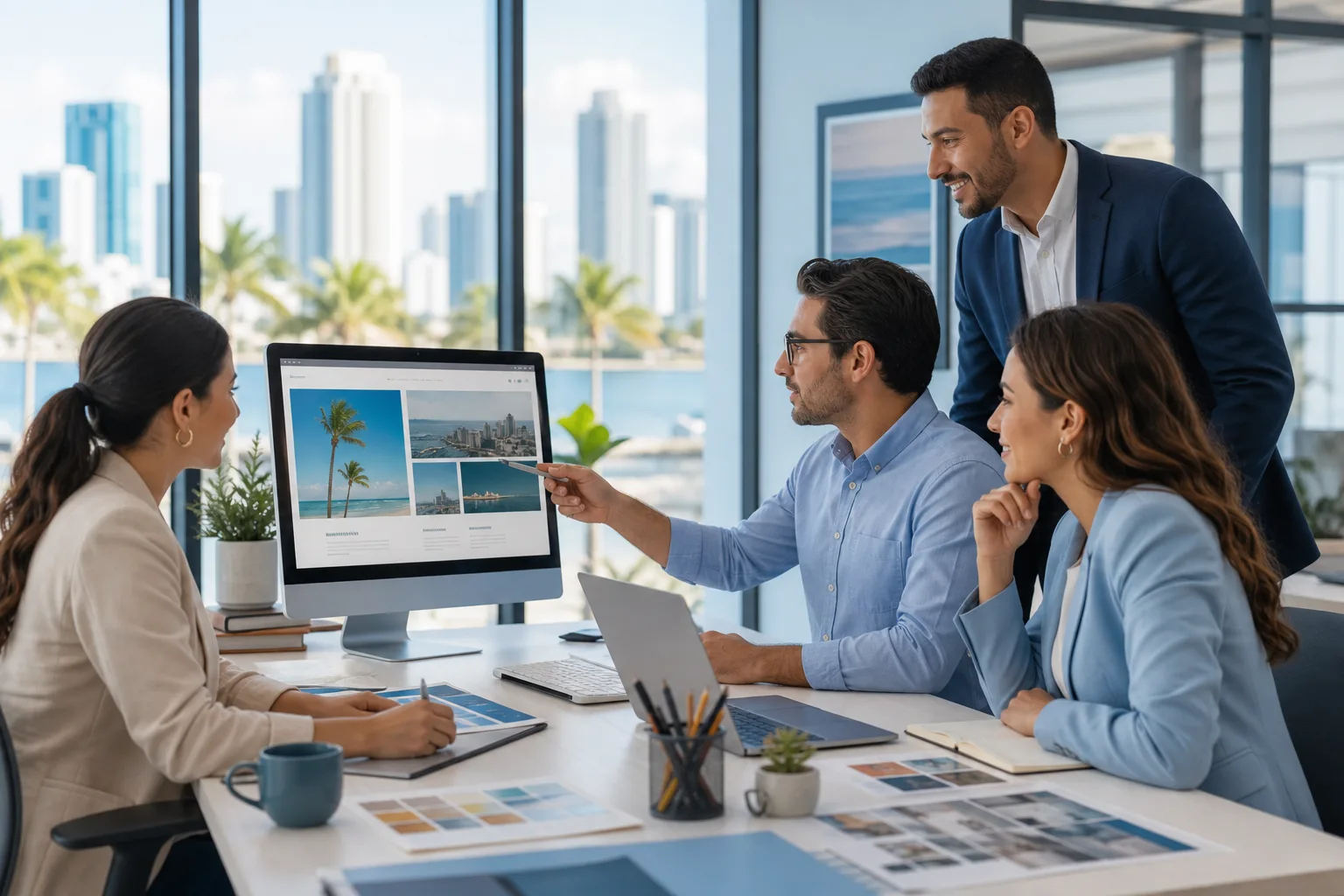 ITU Translation Services team working with clients in the Miami office