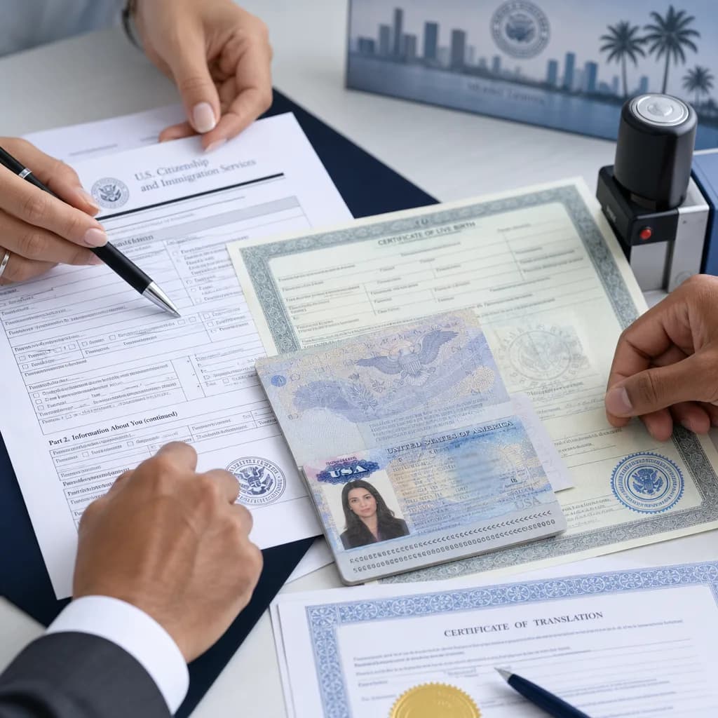 USCIS immigration documents with certified translations