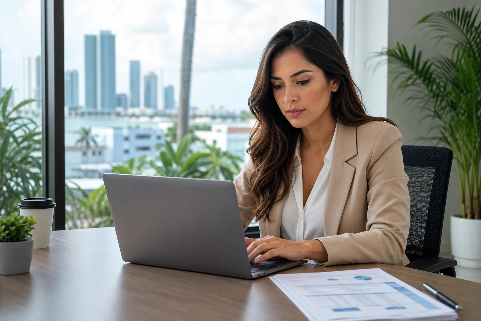 Translator preparing a certified financial statement translation alongside the original foreign-language document
