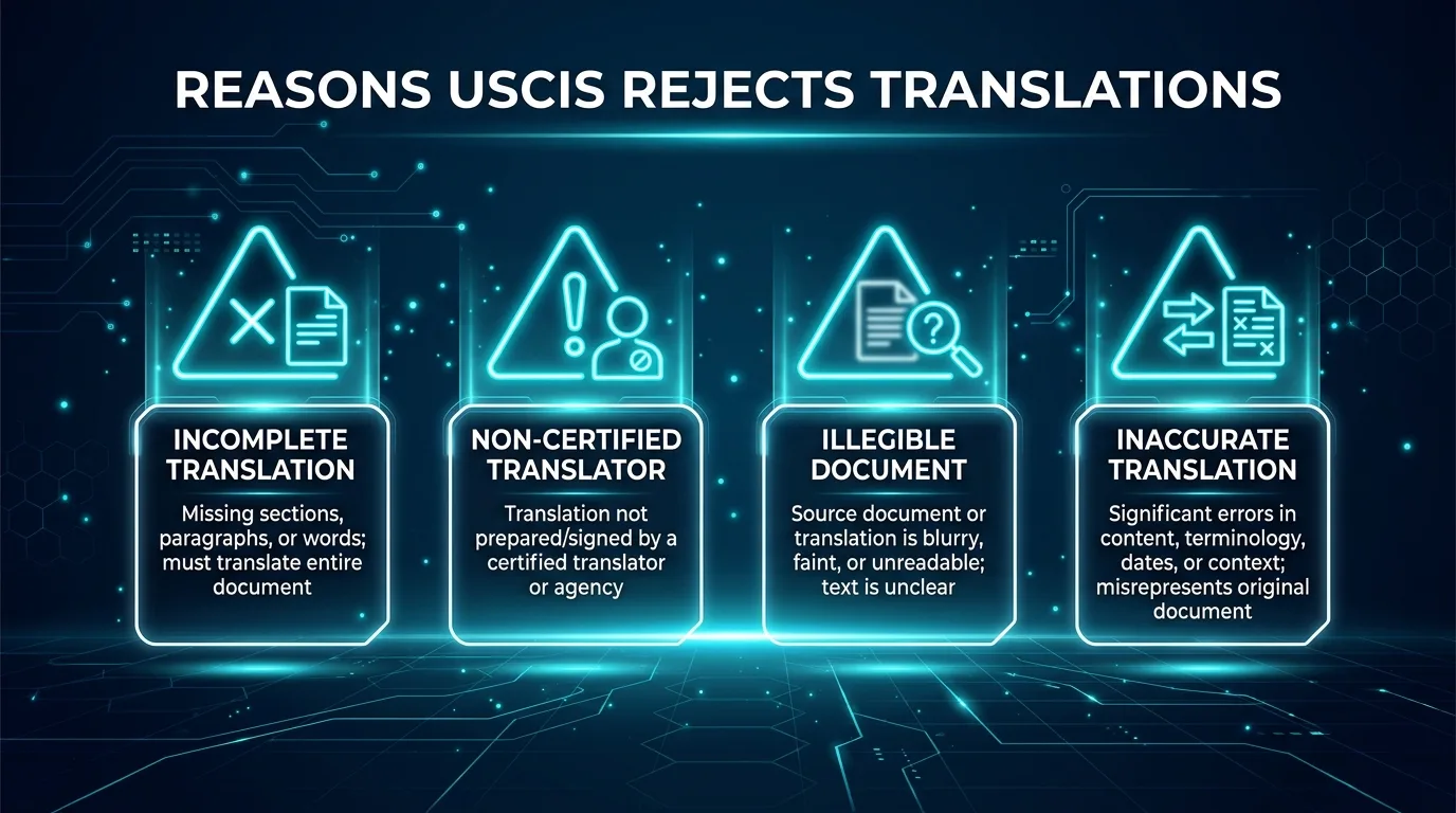 Common reasons USCIS rejects translation submissions