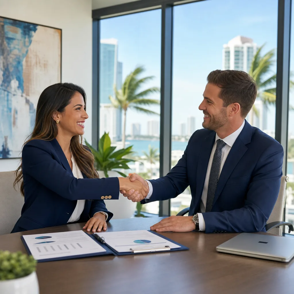 Brazilian and American business professionals partnering in Miami with translation services
