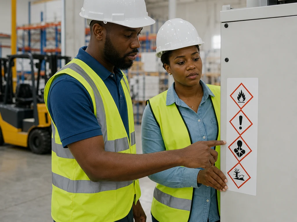 Warehouse safety data sheet and warning label translated into Spanish and Haitian Creole for a Miami manufacturer