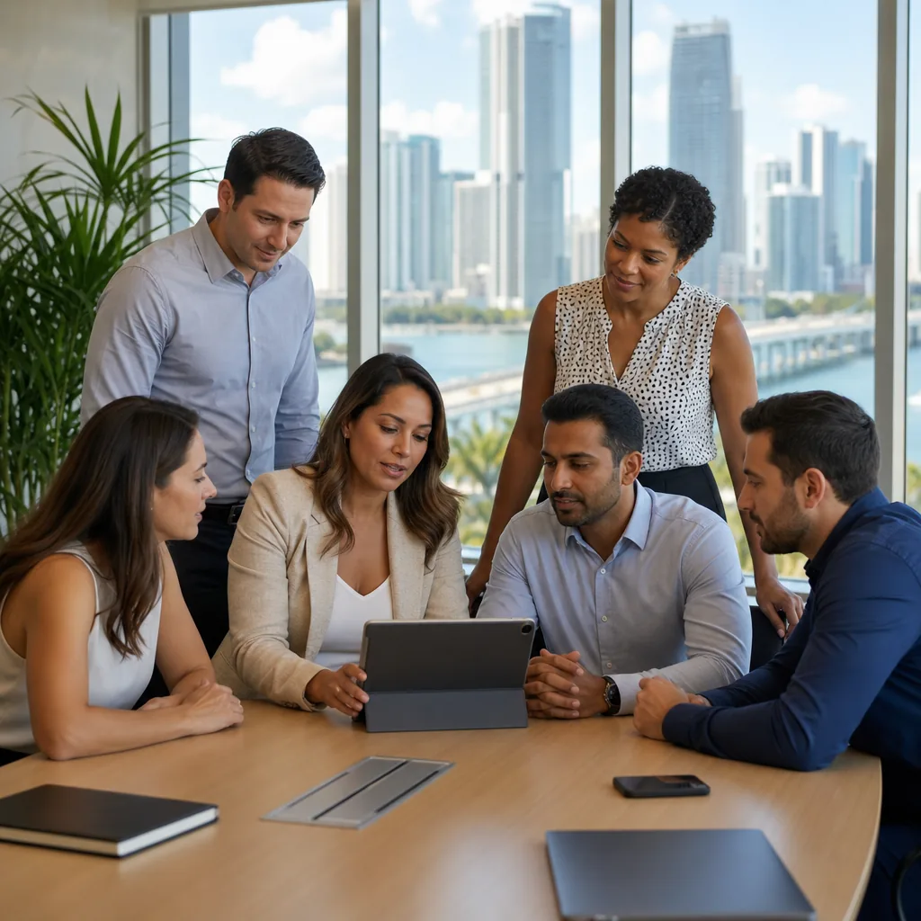 Miami employer and HR team reviewing certified work visa translation checklist before filing